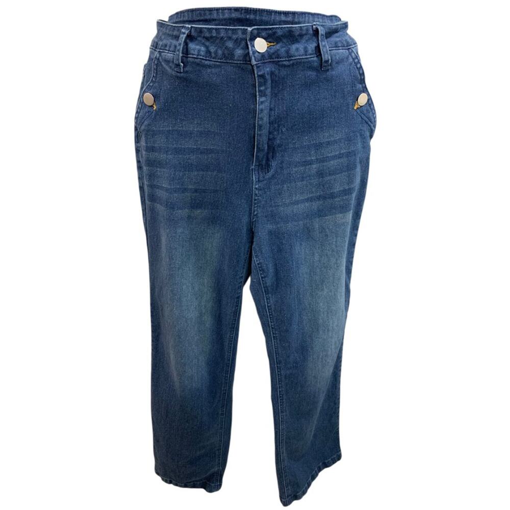 Size 1XL Womens Straight Leg Jeans Stretch Denim Dark Wash